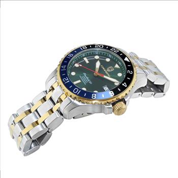 LeChateau, Men's NH35 AUTOMATIC MOVEMENT, 10 ATM, 2-TONE - GREEN DIAL -BLACK/BLUE, C1TT737BU-BK_GN - MSRP: $2,340.00