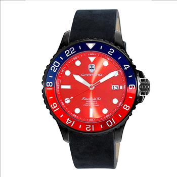 LeChateau, Men's  NH35 AUTOMATIC MOVEMENT, 10 ATM, IP-BLACK - BLUE/RED, BLACK BAND,  C1B737BU-MR_LBK - MSRP:  $2,340.00