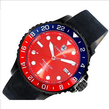 LeChateau, Men's  NH35 AUTOMATIC MOVEMENT, 10 ATM, IP-BLACK - BLUE/RED, BLACK BAND,  C1B737BU-MR_LBK - MSRP:  $2,340.00