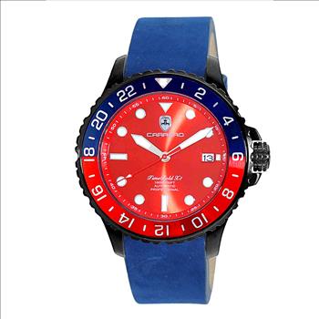 LeChateau, Men's  NH35 AUTOMATIC MOVEMENT, 10 ATM, IP-BLACK - BLUE/RED, BLUE BAND,  C1B737BU-MR_LBU - MSRP:  $2,340.00