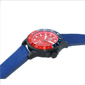 LeChateau, Men's  NH35 AUTOMATIC MOVEMENT, 10 ATM, IP-BLACK - BLUE/RED, BLUE BAND,  C1B737BU-MR_LBU - MSRP:  $2,340.00