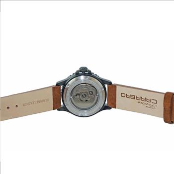 LeChateau, Men's  NH35 AUTOMATIC MOVEMENT, 10 ATM, IP-BLACK - BLUE/RED, BROWN BAND,  C1B737BU-MR_LBN - MSRP:  $2,340.00