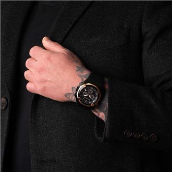 Lechateau Men's- Polanti Valiant -Swiss Chronograph, Black-IP-Rose tone, Black Dial, PLV-2900RG-BK,  MSRP: $1,995.00)