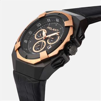 Lechateau Men's- Polanti Valiant -Swiss Chronograph, Black-IP-Rose tone, Black Dial, PLV-2900RG-BK,  MSRP: $1,995.00)