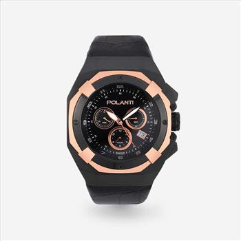 Lechateau Men's- Polanti Valiant -Swiss Chronograph, Black-IP-Rose tone, Black Dial, PLV-2900RG-BK,  MSRP: $1,995.00)