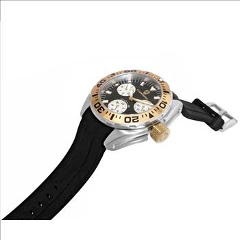 LeChateau, Men's Swiss Multi-Functiom Ronda X30 Movement, Black Dial - Gold Bezel, Silicon Band,  C1G8824-BK - MSRP: $2,340.00