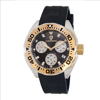 LeChateau, Men's Swiss Multi-Functiom Ronda X30 Movement, Black Dial - Gold Bezel, Silicon Band,  C1G8824-BK - MSRP: $2,340.00