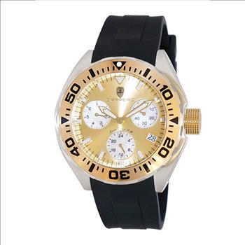 LeChateau, Men's Swiss Multi-Functiom Ronda X30 Movement, Gold Dial - Gold Bezel, Silicon Band,  C1G8824-GO - MSRP: $2,340.00