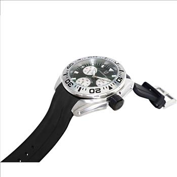 LeChateau, Men's Swiss Multi-Functiom Ronda X30 Movement, Green Dial -Bezel, Silicon Band, C1S8824-GN_BK - MSRP: $2,340.00