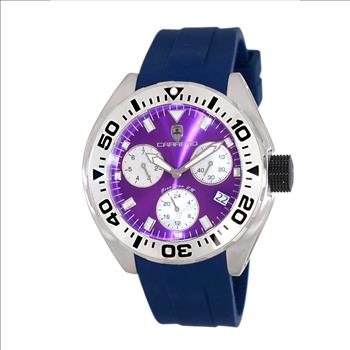 LeChateau, Men's Swiss Multi-Functiom Ronda X30 Movement, Purple Dial -Bezel, Blue Silicon Band, C1S8824-PU_BU - MSRP: $2,340.00