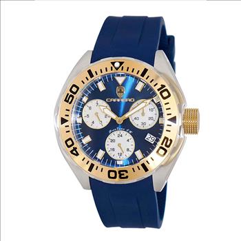 LeChateau, Men's Swiss Multi-Functiom Ronda X30 Mov't, Blue  Dial - Gold Bezel, Silicon Band,  C1G8824-BU - MSRP: $2,340.00