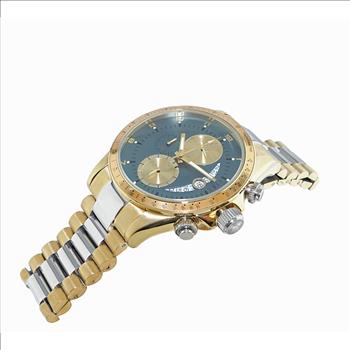 Lechateau Mens, Swiss-Ronda Chronograph Mov't, 2- Told Gold, Blue -Date Dial, C2T101UBU - MSRP: $2,468.00