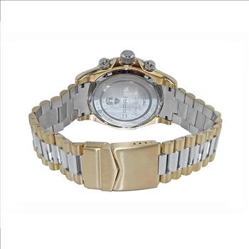 Lechateau Mens, Swiss-Ronda Chronograph Mov't, 2- Told Gold, Brown -Silver - Date Dial, C2T101LBU_BN- MSRP: $2,468.00