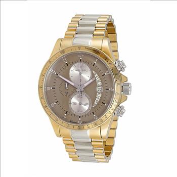 Lechateau Mens, Swiss-Ronda Chronograph Mov't, 2- Told Gold, Brown -Silver - Date Dial, C2T101LBU_BN- MSRP: $2,468.00