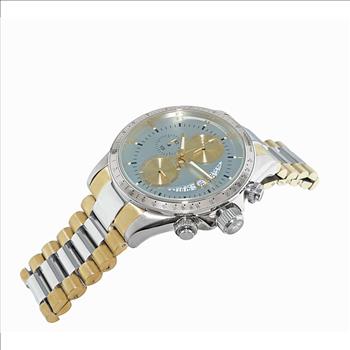 Lechateau Mens, Swiss-Ronda Chronograph Mov't, 2- Told Gold, Light Blue -Date Dial, C1SS101LBN-BU_TT - MSRP: $2,468.00
