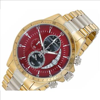 Lechateau Mens, Swiss-Ronda Chronograph Mov't, 2- Told Gold, Maroon -Black - Date Dial, C2T101YL_BRD - MSRP: $2,468.00