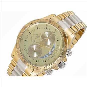 Lechateau Mens, Swiss-Ronda Chronograph Mov't, 2- Told Gold, Yellow - Date Dial, C2T101LYL - MSRP: $2,468.00