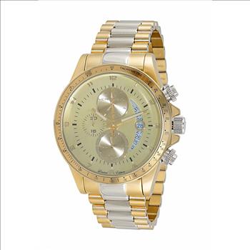 Lechateau Mens, Swiss-Ronda Chronograph Mov't, 2- Told Gold, Yellow - Date Dial, C2T101LYL - MSRP: $2,468.00