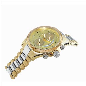 Lechateau Mens, Swiss-Ronda Chronograph Mov't, 2- Told Gold, Yellow - Date Dial, C2T101LYL - MSRP: $2,468.00