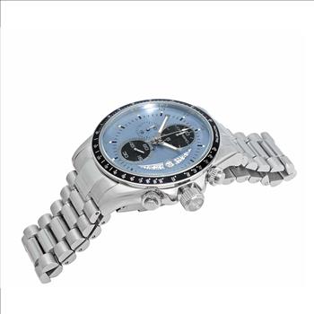 Lechateau Mens, Swiss-Ronda Chronograph Mov't, Light Blue - Date Dial,Black bezel, MSRP: $2,468.00