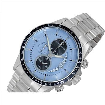 Lechateau Mens, Swiss-Ronda Chronograph Mov't, Light Blue - Date Dial,Black bezel, MSRP: $2,468.00