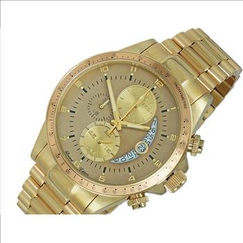 Lechateau Mens, Swiss-Ronda Chronograph Mov't, Light Brown -Date Dial,Gold tone, MSRP: $2,468.00