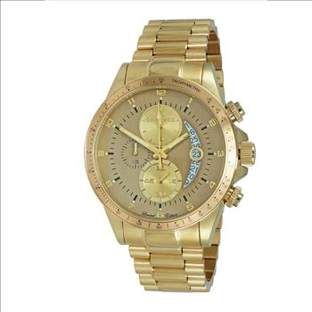 Lechateau Mens, Swiss-Ronda Chronograph Mov't, Light Brown -Date Dial,Gold tone, MSRP: $2,468.00
