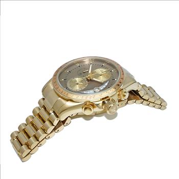 Lechateau Mens, Swiss-Ronda Chronograph Mov't, Light Brown -Date Dial,Gold tone, MSRP: $2,468.00