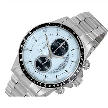 Lechateau Mens, Swiss-Ronda Chronograph Mov't, Light Grey - Date Dial,Black bezel, MSRP: $2,468.00