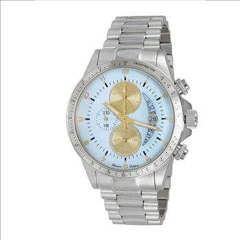 Lechateau Mens, Swiss-Ronda Chronograph Mov't, Light-Blue - Date Dial,Goldtone Sub-Dial , CISS101LBN_GBU - MSRP: $2,468.00