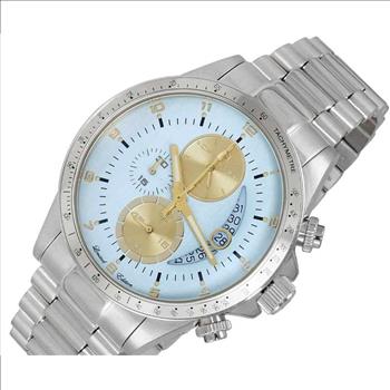 Lechateau Mens, Swiss-Ronda Chronograph Mov't, Light-Blue - Date Dial,Goldtone Sub-Dial , CISS101LBN_GBU - MSRP: $2,468.00