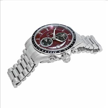 Lechateau Mens, Swiss-Ronda Chronograph Mov't, Maroon - Date Dial,Black bezel, MSRP: $2,468.00