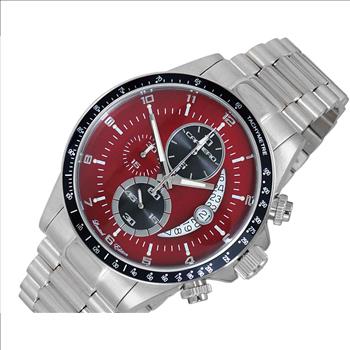 Lechateau Mens, Swiss-Ronda Chronograph Mov't, Maroon - Date Dial,Black bezel, MSRP: $2,468.00