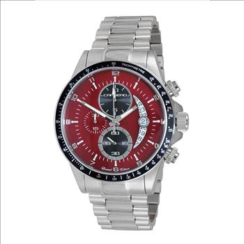 Lechateau Mens, Swiss-Ronda Chronograph Mov't, Maroon - Date Dial,Black bezel, MSRP: $2,468.00