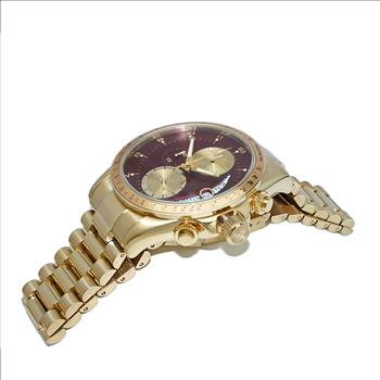Lechateau Mens, Swiss-Ronda Chronograph Mov't, Maroon - Date Dial,Gold tone, MSRP: $2,468.00