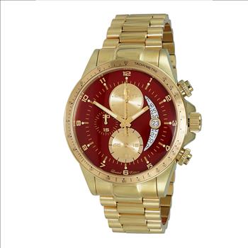 Lechateau Mens, Swiss-Ronda Chronograph Mov't, Maroon - Date Dial,Gold tone, MSRP: $2,468.00