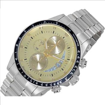 Lechateau Mens, Swiss-Ronda Chronograph Mov't, Yellow - Goldtone - Date Dial,Black bezel, C1SBK101BRD_GYL - MSRP: $2,468.00