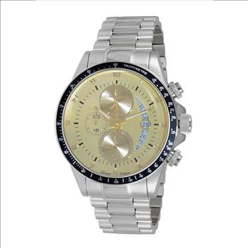 Lechateau Mens, Swiss-Ronda Chronograph Mov't, Yellow - Goldtone - Date Dial,Black bezel, C1SBK101BRD_GYL - MSRP: $2,468.00