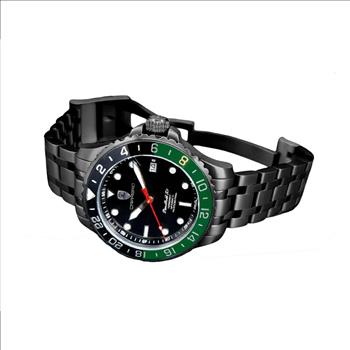 LeChateau, Men's TIME BOLD- X1 COLLECTION, NH35 AUTOMATIC MOVEMENT, 10 ATM, IP-BLACK - BLACK/GREEN, MSRP:  $2,340.00