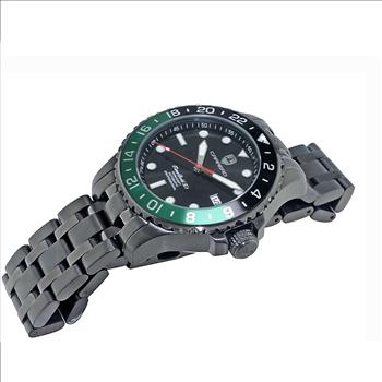 LeChateau, Men's TIME BOLD- X1 COLLECTION, NH35 AUTOMATIC MOVEMENT, 10 ATM, IP-BLACK - BLACK/GREEN, MSRP:  $2,340.00