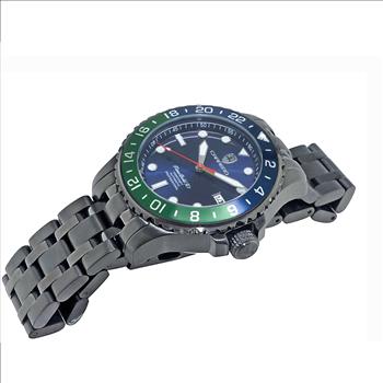 LeChateau, Men's TIME BOLD- X1 COLLECTION, NH35 AUTOMATIC MOVEMENT, 10 ATM, IP-BLACK - BLUE/GREEN, MSRP:  $2,340.00