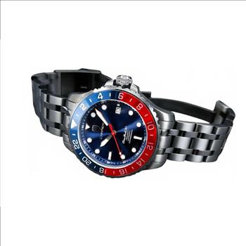 LeChateau, Men's TIME BOLD- X1 COLLECTION, NH35 AUTOMATIC MOVEMENT, 10 ATM, IP-BLACK - BLUE/RED, MSRP:  $2,340.00
