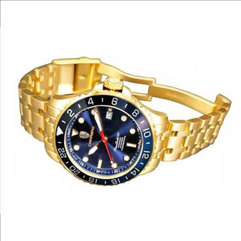 LeChateau, Men's TIME BOLD- X1 COLLECTION, NH35 AUTOMATIC MOVEMENT, 10 ATM, IP-Gold - BLUE, MSRP:  $2,340.00