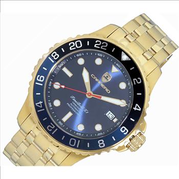 LeChateau, Men's TIME BOLD- X1 COLLECTION, NH35 AUTOMATIC MOVEMENT, 10 ATM, IP-Gold - BLUE, MSRP:  $2,340.00