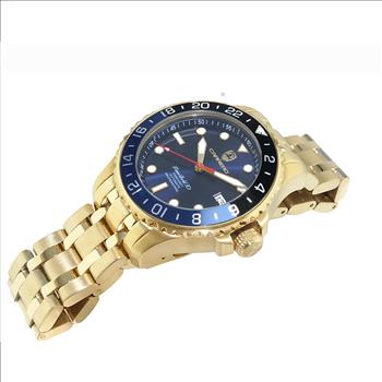LeChateau, Men's TIME BOLD- X1 COLLECTION, NH35 AUTOMATIC MOVEMENT, 10 ATM, IP-Gold - BLUE, MSRP:  $2,340.00