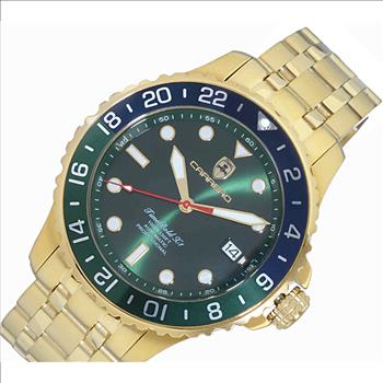 LeChateau, Men's TIME BOLD- X1 COLLECTION, NH35 AUTOMATIC MOVEMENT, 10 ATM, IP-Gold - GREEN/BLUE, MSRP:  $2,340.00
