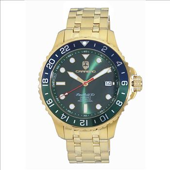 LeChateau, Men's TIME BOLD- X1 COLLECTION, NH35 AUTOMATIC MOVEMENT, 10 ATM, IP-Gold - GREEN/BLUE, MSRP:  $2,340.00