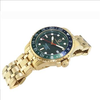 LeChateau, Men's TIME BOLD- X1 COLLECTION, NH35 AUTOMATIC MOVEMENT, 10 ATM, IP-Gold - GREEN/BLUE, MSRP:  $2,340.00