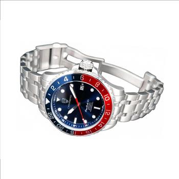 LeChateau, Men's TIME BOLD- X1 COLLECTION, NH35 AUTOMATIC MOVEMENT, 10 ATM, SILVERTONE BLUE/RED, C1S737BU-MR - MSRP:  $2,340.00