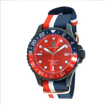 LeChateau, Men's TIME BOLD- X1, NH35 AUTOMATIC MOVEMENT,  IP-BLACK  BLUE/RED, C1B737BU-MR_NY - MSRP:  $2,340.00